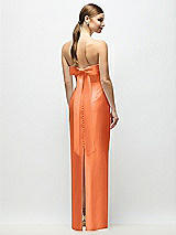 Side View Thumbnail - Portofino Orange Strapless Cuff Satin Maxi Dress with Column Skirt & Back Bow