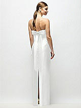 Side View Thumbnail - White Strapless Cuff Satin Maxi Dress with Column Skirt & Back Bow 