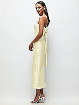 Front View Thumbnail - Butter Yellow Strapless Cuff Satin Midi Dress with Column Skirt & Back Bow 