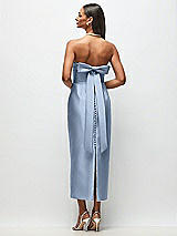 Side View Thumbnail - Cloudy Strapless Cuff Satin Midi Dress with Column Skirt & Back Bow 