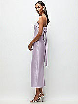 Front View Thumbnail - Lilac Haze Strapless Cuff Satin Midi Dress with Column Skirt & Back Bow 