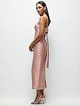 Front View Thumbnail - Neu Nude Strapless Cuff Satin Midi Dress with Column Skirt & Back Bow 