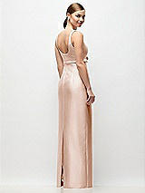 Rear View Thumbnail - Cameo Scoop Neck Satin Column Maxi Dress with Bow at Empire Waist