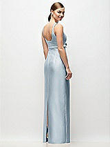 Rear View Thumbnail - Mist Scoop Neck Satin Column Maxi Dress with Bow at Empire Waist
