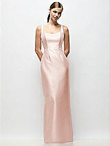 Front View Thumbnail - Blush Scoop Neck Satin Column Maxi Dress