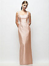 Front View Thumbnail - Cameo Scoop Neck Satin Column Maxi Dress