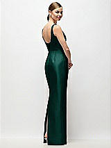 Rear View Thumbnail - Evergreen Scoop Neck Satin Column Maxi Dress
