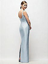 Rear View Thumbnail - Mist Scoop Neck Satin Column Maxi Dress