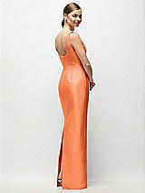 Rear View Thumbnail - Portofino Orange Scoop Neck Satin Column Maxi Dress