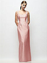 Front View Thumbnail - Rose Scoop Neck Satin Column Maxi Dress