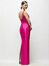 Rear View Thumbnail - Think Pink Scoop Neck Satin Column Maxi Dress