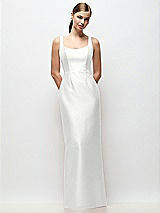 Front View Thumbnail - White Scoop Neck Satin Column Maxi Dress