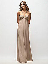 Rear View Thumbnail - Topaz Empire Waist Chiffon Halter Maxi Dress with Convertible Spaghetti Straps