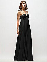 Front View Thumbnail - Black Empire Waist Chiffon Halter Maxi Dress with Convertible Spaghetti Straps