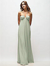 Rear View Thumbnail - Celadon Empire Waist Chiffon Halter Maxi Dress with Convertible Spaghetti Straps