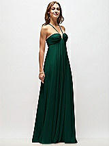 Front View Thumbnail - Hunter Green Empire Waist Chiffon Halter Maxi Dress with Convertible Spaghetti Straps