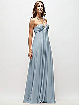 Front View Thumbnail - Mist Empire Waist Chiffon Halter Maxi Dress with Convertible Spaghetti Straps