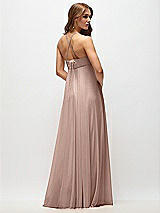 Side View Thumbnail - Neu Nude Empire Waist Chiffon Halter Maxi Dress with Convertible Spaghetti Straps