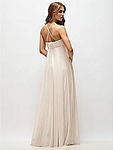 Side View Thumbnail - Oat Empire Waist Chiffon Halter Maxi Dress with Convertible Spaghetti Straps