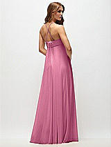 Side View Thumbnail - Orchid Pink Empire Waist Chiffon Halter Maxi Dress with Convertible Spaghetti Straps