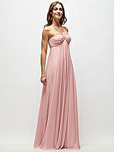 Front View Thumbnail - Rose Empire Waist Chiffon Halter Maxi Dress with Convertible Spaghetti Straps
