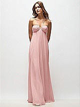 Rear View Thumbnail - Rose Empire Waist Chiffon Halter Maxi Dress with Convertible Spaghetti Straps