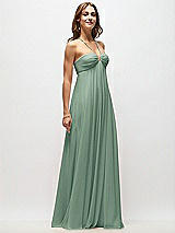Front View Thumbnail - Seagrass Empire Waist Chiffon Halter Maxi Dress with Convertible Spaghetti Straps