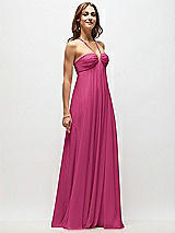 Front View Thumbnail - Tea Rose Empire Waist Chiffon Halter Maxi Dress with Convertible Spaghetti Straps
