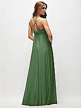 Side View Thumbnail - Vineyard Green Empire Waist Chiffon Halter Maxi Dress with Convertible Spaghetti Straps
