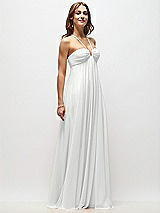 Front View Thumbnail - White Empire Waist Chiffon Halter Maxi Dress with Convertible Spaghetti Straps