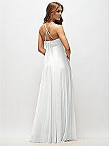 Side View Thumbnail - White Empire Waist Chiffon Halter Maxi Dress with Convertible Spaghetti Straps
