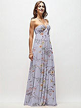 Side View Thumbnail - Butterfly Botanica Silver Dove Empire Waist Floral Chiffon Halter Maxi Dress with Convertible Spaghetti Straps