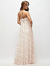 Rear View Thumbnail - Coquette Floral Print Empire Waist Floral Chiffon Halter Maxi Dress with Convertible Spaghetti Straps