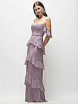 Front View Thumbnail - Lilac Dusk Off-the-Shoulder Cowl Chiffon Tiered Ruffle Maxi Dress with Convertible Ruffle Straps