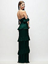 Side View Thumbnail - Evergreen Off-the-Shoulder Cowl Chiffon Tiered Ruffle Maxi Dress with Convertible Ruffle Straps