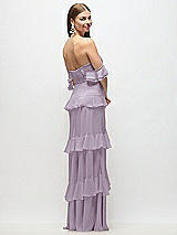 Side View Thumbnail - Lilac Haze Off-the-Shoulder Cowl Chiffon Tiered Ruffle Maxi Dress with Convertible Ruffle Straps