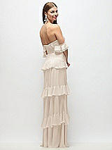 Side View Thumbnail - Oat Off-the-Shoulder Cowl Chiffon Tiered Ruffle Maxi Dress with Convertible Ruffle Straps