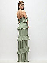 Side View Thumbnail - Sage Off-the-Shoulder Cowl Chiffon Tiered Ruffle Maxi Dress with Convertible Ruffle Straps