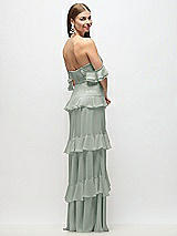 Side View Thumbnail - Willow Green Off-the-Shoulder Cowl Chiffon Tiered Ruffle Maxi Dress with Convertible Ruffle Straps