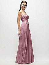 Side View Thumbnail - Dusty Pink Strapless Chiffon Maxi Dress with Asymmetrical Ruched Drop Waist