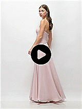 Video 1 Thumbnail - Butter Yellow Strapless Chiffon Maxi Dress with Asymmetrical Ruched Drop Waist