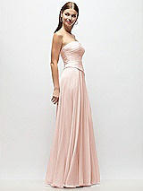 Side View Thumbnail - Blush Strapless Chiffon Maxi Dress with Asymmetrical Ruched Drop Waist