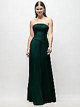 Front View Thumbnail - Evergreen Strapless Chiffon Maxi Dress with Asymmetrical Ruched Drop Waist
