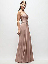 Side View Thumbnail - Neu Nude Strapless Chiffon Maxi Dress with Asymmetrical Ruched Drop Waist