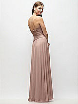 Rear View Thumbnail - Neu Nude Strapless Chiffon Maxi Dress with Asymmetrical Ruched Drop Waist