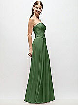 Side View Thumbnail - Vineyard Green Strapless Chiffon Maxi Dress with Asymmetrical Ruched Drop Waist