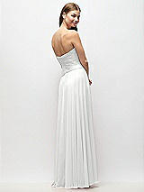 Rear View Thumbnail - White Strapless Chiffon Maxi Dress with Asymmetrical Ruched Drop Waist