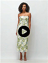Video 1 Thumbnail - Daisy Multi Strapless Daisy Lace Column Midi Dress