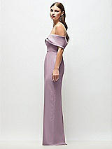 Side View Thumbnail - Suede Rose Off-the-Shoulder Crepe Column Maxi Dress with Bow-Pinch Detail