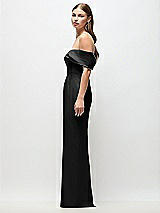 Side View Thumbnail - Black Off-the-Shoulder Crepe Column Maxi Dress with Bow-Pinch Detail